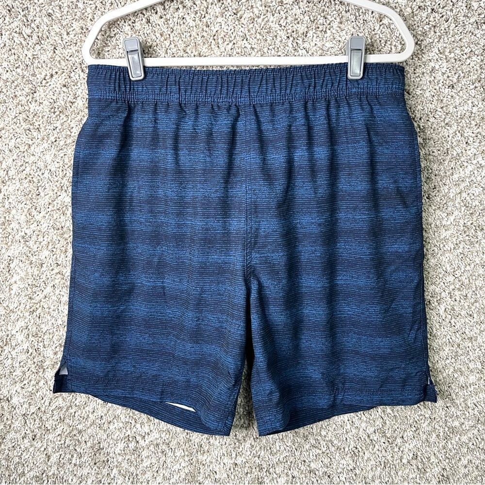 Speedo Board Shorts Men’s Large Blue Striped Lined‎